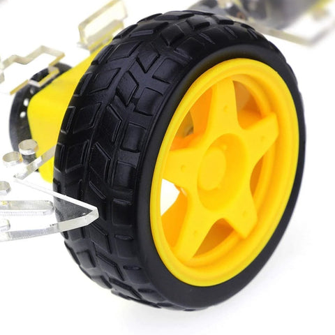 Close-up of wheel from DIY 4WD Smart Robot Chassis Kit With Speed Encoder Battery Box Four Wheel Robot Car For Adults Classic Edition