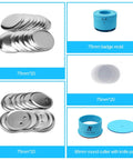75mm 3 Inch Badge Maker Kit With 86mm Circle Cutter And Pad; includes mold and 20 tin badge supplies for DIY use, no press included.