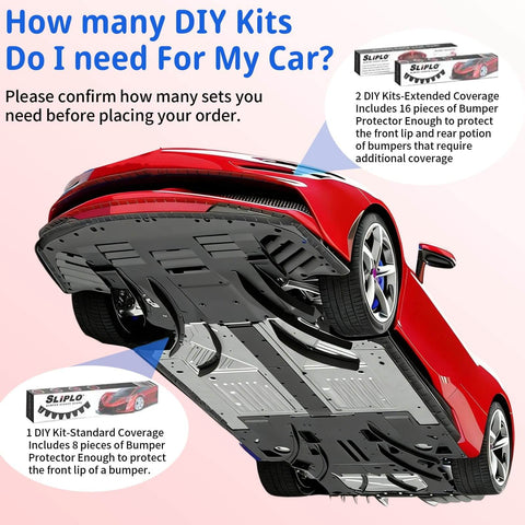 DIY Front Bumper Protector Kit With Preinstalled Tape Universal Bumper Guard for Lowered Cars shown under a red car