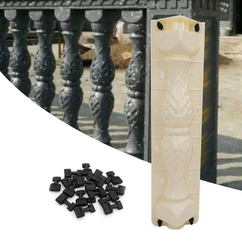 DIY Cement Railing Mold For Balustrades And Fence Rails Front And Rear Column Concrete Mold with black connectors visible