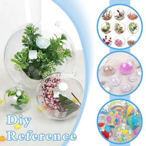DIY decoration ideas with 50 Set 100PCS Clear Plastic Fillable Ornaments,Transparent DIY Christmas Fillable Ball,Plastic DIY Fillable Decoration Balls