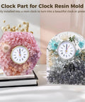 DIY Clock Making Kit With 12 Resin Clock Components In Gold And Silver, Roman Numeral Face, Quartz Movement