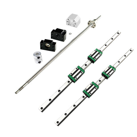 2Pcs HGR20 200mm Linear Rail and 1Pcs RM1605 250mm Ballscrew Kit with BF12 BK12 Nut Housing DSG16H Coupling for DIY CNC Projects