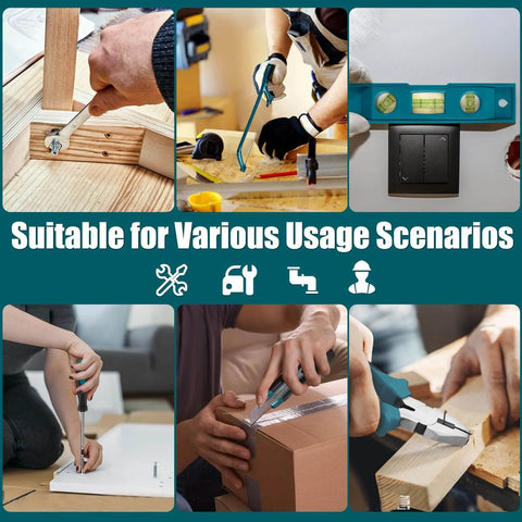 Hands using 257 Piece DIY Ready Home Tool Kit For Household Repairs Complete Hand Tool Set With Wrenches Screwdrivers Sockets