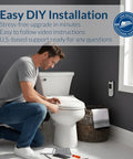 Easy DIY installation of USPA Pro Modern Bidet Seat with Heated Seat and Dryer, showing remote and elongated bowl in a bathroom setting.