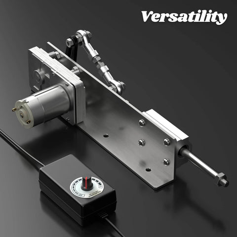 DIY Reciprocating Linear Actuator Stroke 2cm-8cm Adjustable Telescopic Motor with Speed Controller, front view on display