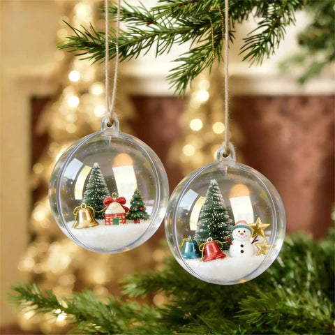 10 Pcs 3.14 inch Filling Transparent Plastic Decorative Call DIY Craft Ball Transparent Ball Christmas, trees, ornaments, hanging