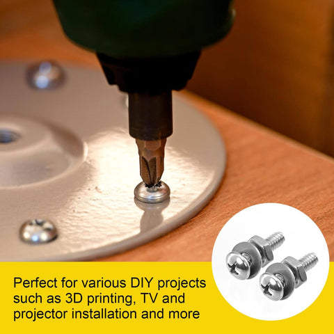 Close-up of using 358 Pcs Machine Screws and Nuts Assortment Kit with #6-32 #8-32 #10-24 Phillips Pan Head Bolts for installation.