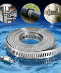 16 Ft DIY Hose Clamps Assortment Kit In 304 Stainless Steel Worm Gear Bands, Cut To Length With 10 Heavy Duty Fasteners