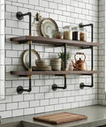 Wall-mounted shelves using Ten Pack Of One Half Inch By Two Inch Black Malleable Iron Pipe Nipples Fitting For DIY Steampunk Industrial Vintage Style Home Decor And Maker Projects Threaded Both Ends Ready For Quick Assembly And Long Lasting Rust Resistant Performance for support