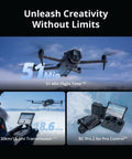 Collage showing DJI Mavic 4 Pro Fly More Combo With DJI RC 2 Tri Camera Drone Featuring 100MP Four Thirds CMOS Hasselblad Main Sensor And Dual Tele Cameras, 30 km Video Transmission, 51 Minute Max Flight Time, Charging Hub And Accessories in action.