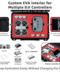 Travel Hard Case For DJI Neo Fly More Combo Designed To Shield The Drone And Accessories, Holds Up To Ten Batteries shown open.