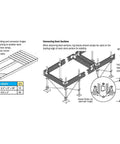 Diagram of a dock assembly showing deck sections and Heavy Duty Side Leg Pipe Holder For Stationary Dock Galvanized Steel Marine Dock Hardware 11 Gauge Construction Built For Strength And Easy Install Made In Canada Compatible With Dock Edge Systems.