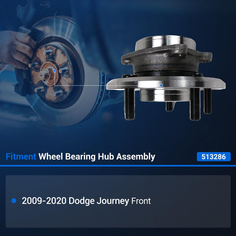 2-Pack Front Wheel Bearing And Hub Assembly For Dodge Journey 2009-2020 5 Lug With ABS Drop-In Replacement Installed