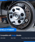 515072 Front Wheel Hub and Bearing Assembly installed on Dodge Ram 1500, showing non ABS 5 lug OE replacement for 2002 to 2008 models.