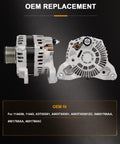 Side and rear view of Beefed Up Drop In Alternator For Dodge Ram 2500 And 3500 6.7L 2010 2023 Ready To Roll Replacement For Laramie SLT ST SXT Big Horn Longhorn Limited Models Replaces 11443