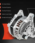 Side view of Heavy Duty Replacement Alternator for Dodge Ram 2500 3500 2010 to 2020 and 4500 5500 2011 to 2018, 12V 180A CW, 8-Groove Clutch Pulley.