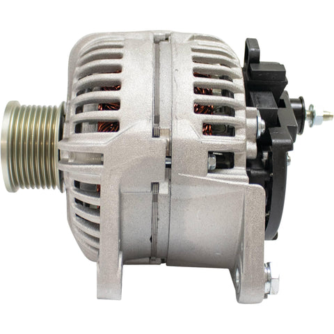 Side view of 12V 180A Clockwise Alternator Replacement For Dodge Ram 2500 2007 2008 2009 2010 And Ram 3500 2007 2008 2009 2010 External Regulator Clutch Pulley 2.469 Inch OD Replaces 334-2751 ABO0396 ABO0396-180 0124525129