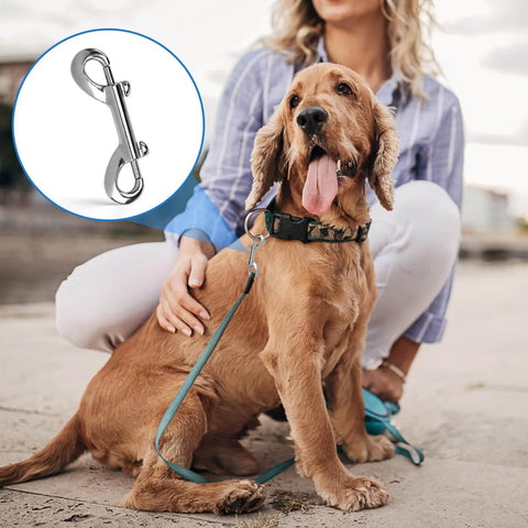 4 Pack Double Ended Snaps 3.5 Inch Zinc Alloy Trigger Metal Clips Silver Double Ended Snap Hooks For Dog Leash Water Buckets Key Holder