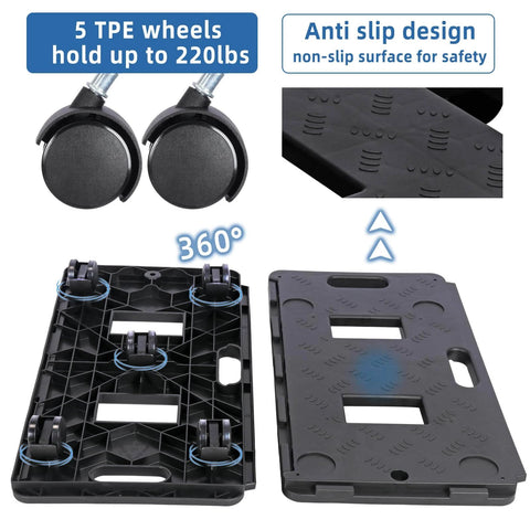 ✝️ 2 Pack Dolly Cart Multipurpose Furniture Mover with 5 Wheels Moving Supplies 220lbs Weight Capacity Each Movers Dollies