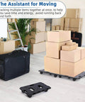 2 Pack Dolly Cart Multipurpose Furniture Mover with 5 Wheels, shown with boxes in a room for moving supplies use.