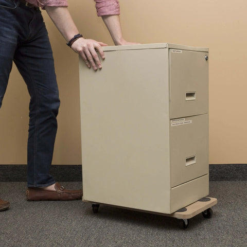 Person pushing file cabinet on Dolly Cart – Multipurpose Furniture Mover for Appliances and Boxes with 440lbs Weight Capacity – Moving Supplies