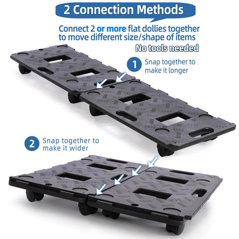 ✝️ 2 Pack Dolly Cart Multipurpose Furniture Mover with 5 Wheels Moving Supplies 220lbs Weight Capacity Each Movers Dollies connection methods