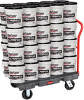 Trolley loaded with buckets using phenolic wheel with flat tread for medium to heavy duty use, 4, 5, or 6 inch diameter.