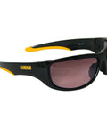 Dominator Z87 Plus Safety Glasses with black full frame and gradient lenses, side view showing wraparound design and non-slip grip