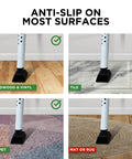 Sliding Door Security Bar 2-In-1 Adjustable Door Jammer on different surfaces including hardwood, tile, and carpet