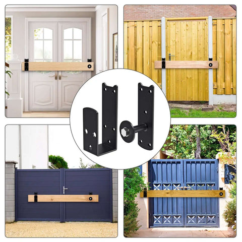Heavy Duty 2x4 Door Barricade Brackets With Rotating Lock, 4mm Steel U Brackets for Door Reinforcement on various gates
