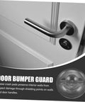 Close-up of door handle and attached self-adhesive bumper pad from Six Piece Self Adhesive Door Bumper Set Quietly Absorbs Impact.