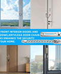 Beefy Heavy Duty Door Chain Lock With 304 Stainless Steel Construction And Spring Loaded Push Button Latch on various doors and windows.