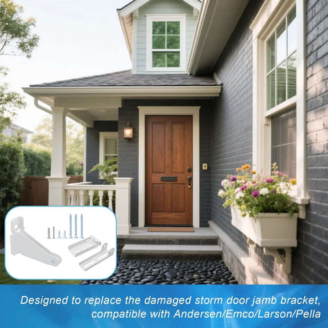 Heavy Duty Storm Door Closer Bracket Kit Reinforced Metal Replacement Part For Screen Doors White With Stainless Steel Screws