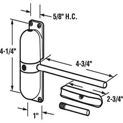 Diagram of Door Closer Automatic Safety Spring Door Closer, showing dimensions for easy installation on hinged doors.