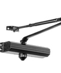 Side view of Door Closer, Grade 1 Heavy Duty Commercial Hydraulic Closer, Self-Closing, Adjustable Spring Size 1-4, ADA Compliant, Surface Mount.