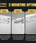 Medium/Heavy Duty Automatic Door Closer (Silver) - Commercial Grade, showing 3 mounting options: regular, top jamb, parallel arm.