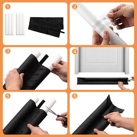 Installation steps for Door Noise Blocker 36 Inch Black Draft Stopper Silencer, Soundproof Door Draft Guard For Home And Office