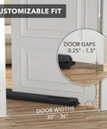Two Sided Under Door Draft Stopper For Bottom Gap Fits 30 To 36 Inch Wide Doors With Quick Install No Drill No Tape Keeps Heat In And Cold Air Out on interior door