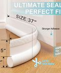 One Sided Door Draft Stopper Blocker, 37 Inch Cutable Under Door Foam Tubes, Easy Weather Stripping and Soundproof Door Sweep