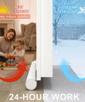 One Sided Door Draft Stopper Blocker, 37 Inch Cutable Under Door Foam Tubes, Easy Weather Stripping and Soundproof Door Sweep, Keeps Cold Air Out for Interior and Exterior Doors, 1 Pack, White shown installed on a door.