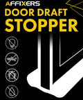 36 Inch Door Draft Stopper Insulation For Bottom Of Door, A No Brainer Way To Cut Heating Bills, Blocks Cold Drafts, Adjustable Gap Filler With 2 Inch Thick Foam, Door Sweep For Heat, Sound And Light Proofing, Heavy Duty Black image showing front view with product benefits.