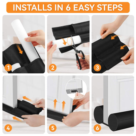 Installation steps for Two Pack Under Door Draft Stopper For 30 To 36 Inch Doors, Adjustable Gap Filler And Door Seal, Easy Install