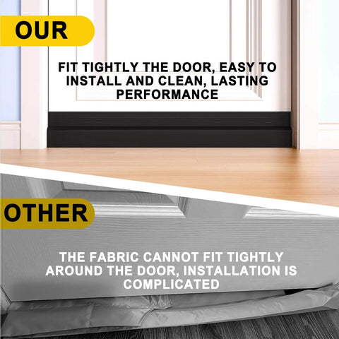 Comparison of silicone draft stopper and fabric seal for Door Draft Stopper For Bottom Of Door, Weather Stripping Seal To Block Drafts And Noise.