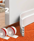 2 Pack Door Draft Stopper Sheets, Rolls & Strips Under Door Draft Blocker Insulator on orange carpet