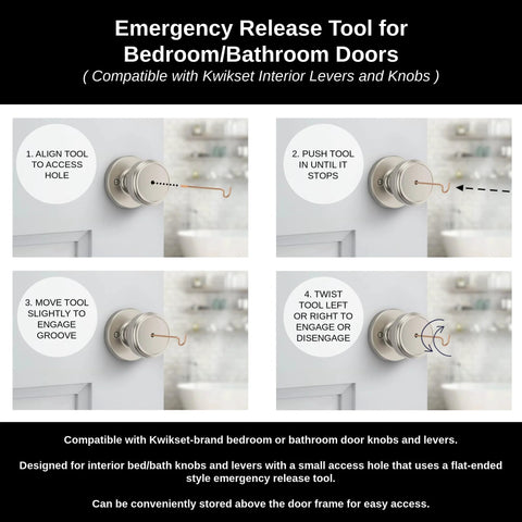 Six Pack Privacy Door Emergency Release Tool Set For Interior Bedroom And Bathroom Doors With Small Access Hole instructions
