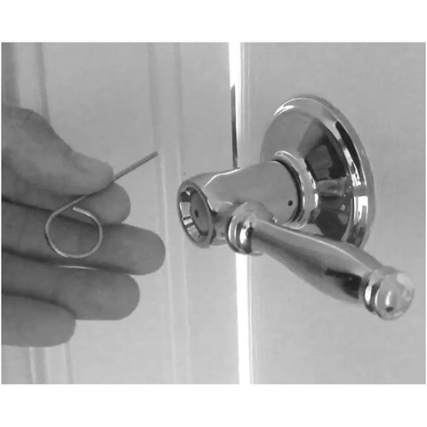 10 Pack Interior Privacy Door Emergency Release Tools for bedrooms and bathrooms shown with chrome door knob and access hole.