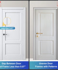 Comparison of two white doors highlighting installation issues for Door Reinforcement Lock With 800 Lbs Of Force Resistance White Alloy Door Lock For Kids Safety Easy To Install Prevents Unauthorized Entry Adds Home Security And Privacy With Eight Included Screws