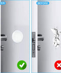 Before and after using Strongest Door Handle Stopper Set Six Clear Rubber Door Bumpers Wall Shield Cushions Self Adhesive Transparent Protectors.