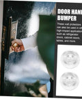 Six Piece Self Adhesive Door Bumper Set Quietly Absorbs Impact To Protect Walls And Doors Reduces Slams And Provides Noiseless Reusable Wall Protector Pads For A Safer Damage Free Home shown with door handle bumper application